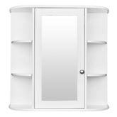HAOYYE 3-Tier White Wall Mounted Bathroom Cabinet with Single Mirror Door, MDF Space-Saving Storage Shelf for Indoor Use, Magnetic Closure, Adjustable Shelf Heights